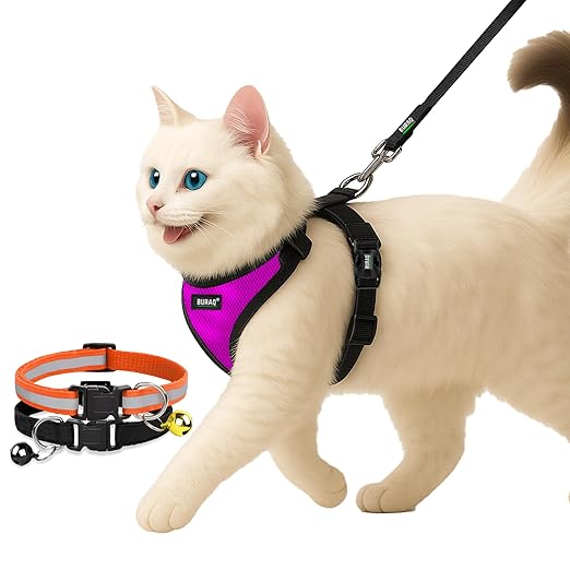 No Pull Escape Proof Cat Harness with Leash + 2 Pcs Cat Collar - premium pet product by Buraq Pets