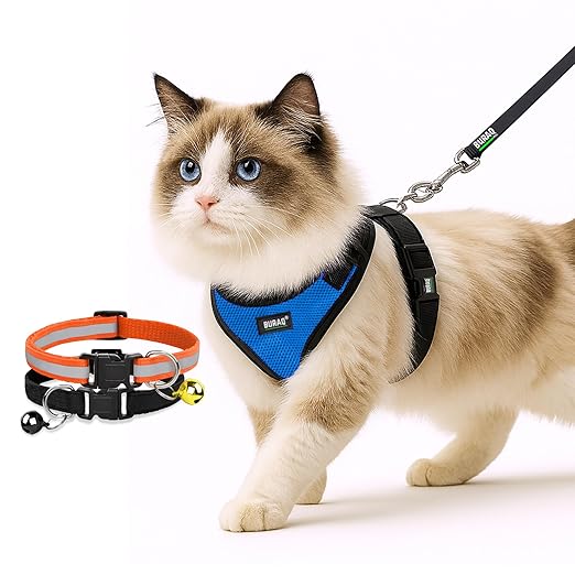 No Pull Escape Proof Cat Harness with Leash + 2 Pcs Cat Collar - premium pet product by Buraq Pets
