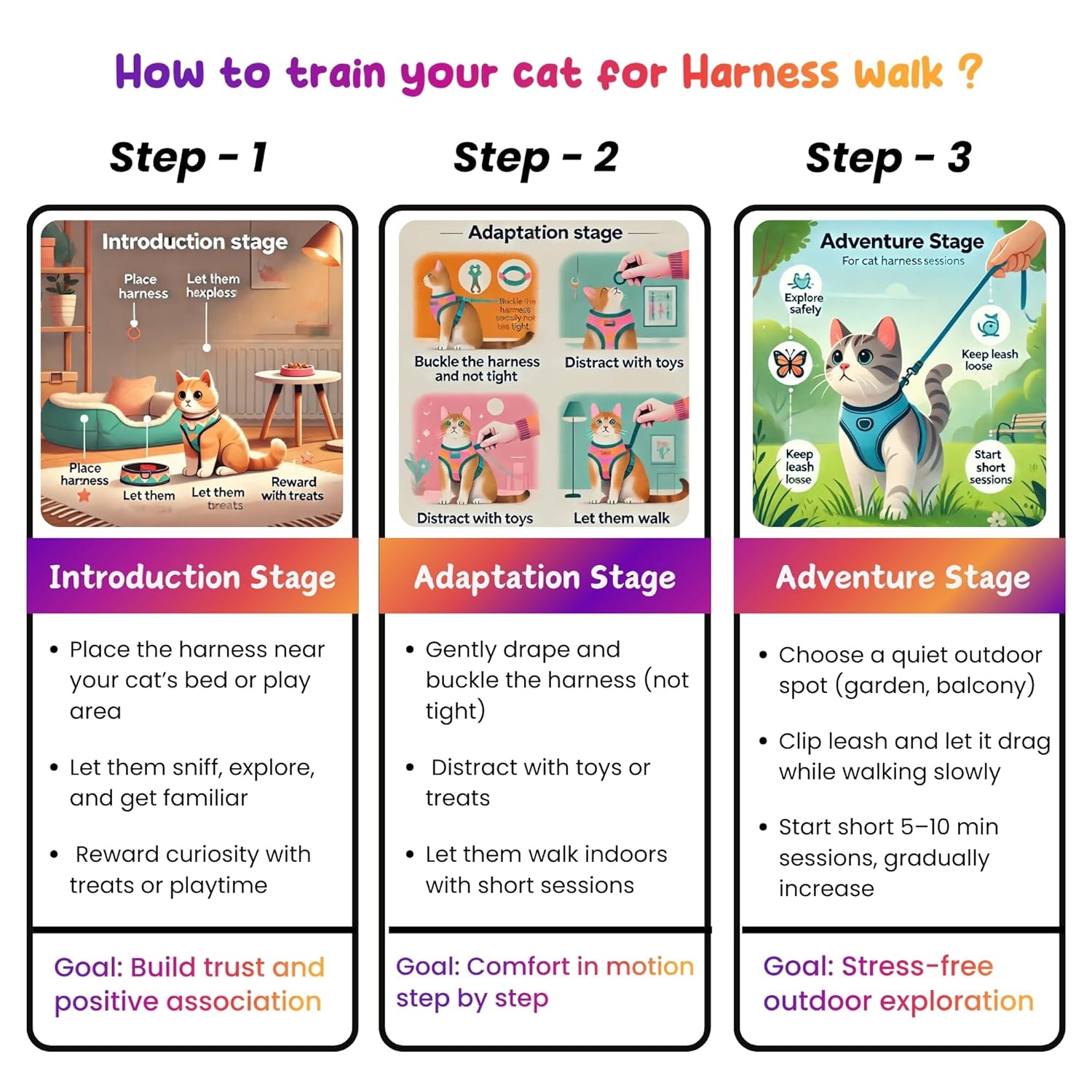 No Pull Escape Proof Cat Harness with Leash - Ultra - Light & Aesthetic Design - BURAQ PETS