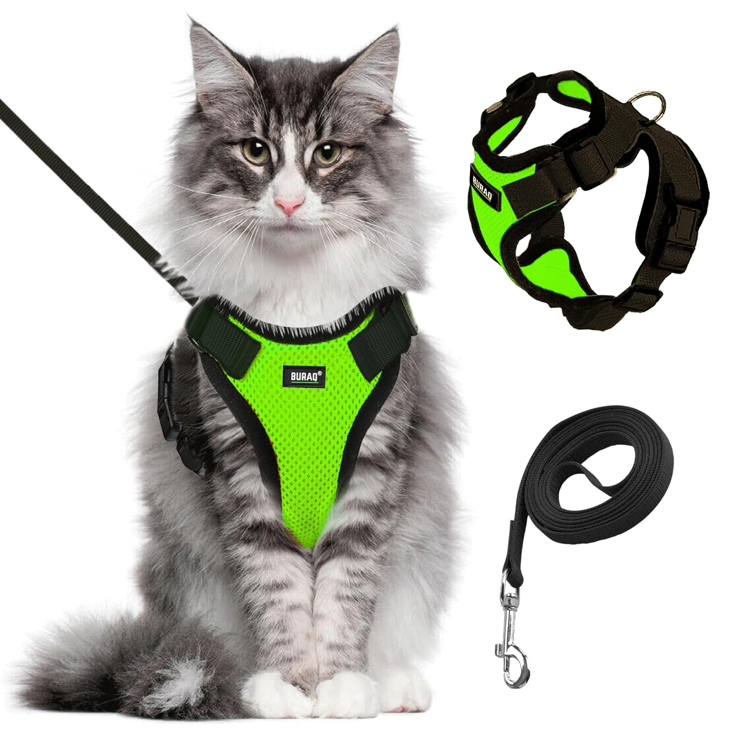 No Pull Escape Proof Cat Harness with Leash - Ultra - Light & Aesthetic Design - BURAQ PETS