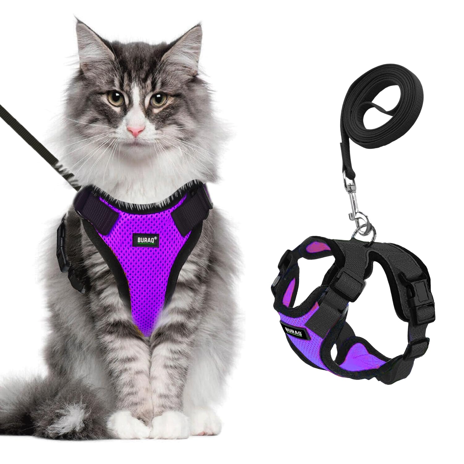 No Pull Escape Proof Cat Harness with Leash - Ultra - Light & Aesthetic Design - BURAQ PETS