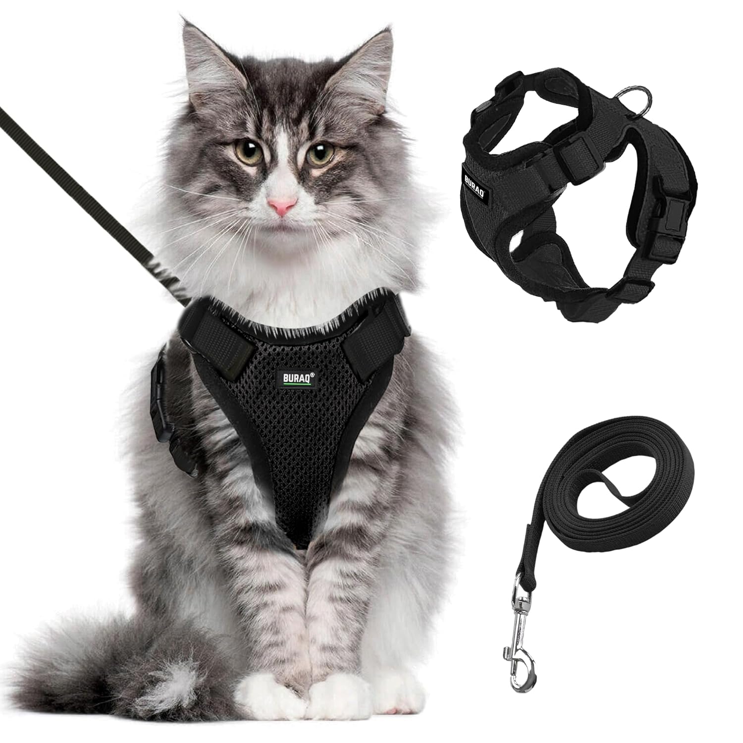 No Pull Escape Proof Cat Harness with Leash - Ultra - Light & Aesthetic Design - BURAQ PETS
