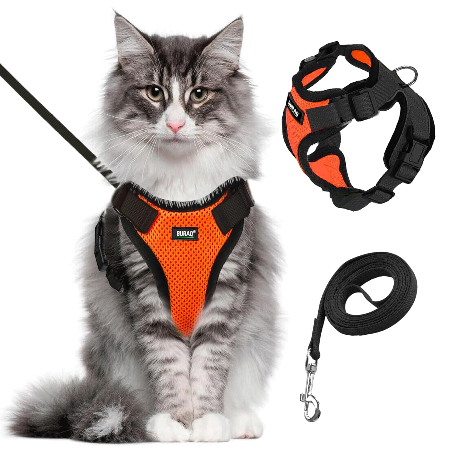No Pull Escape Proof Cat Harness with Leash - Ultra - Light & Aesthetic Design - BURAQ PETS