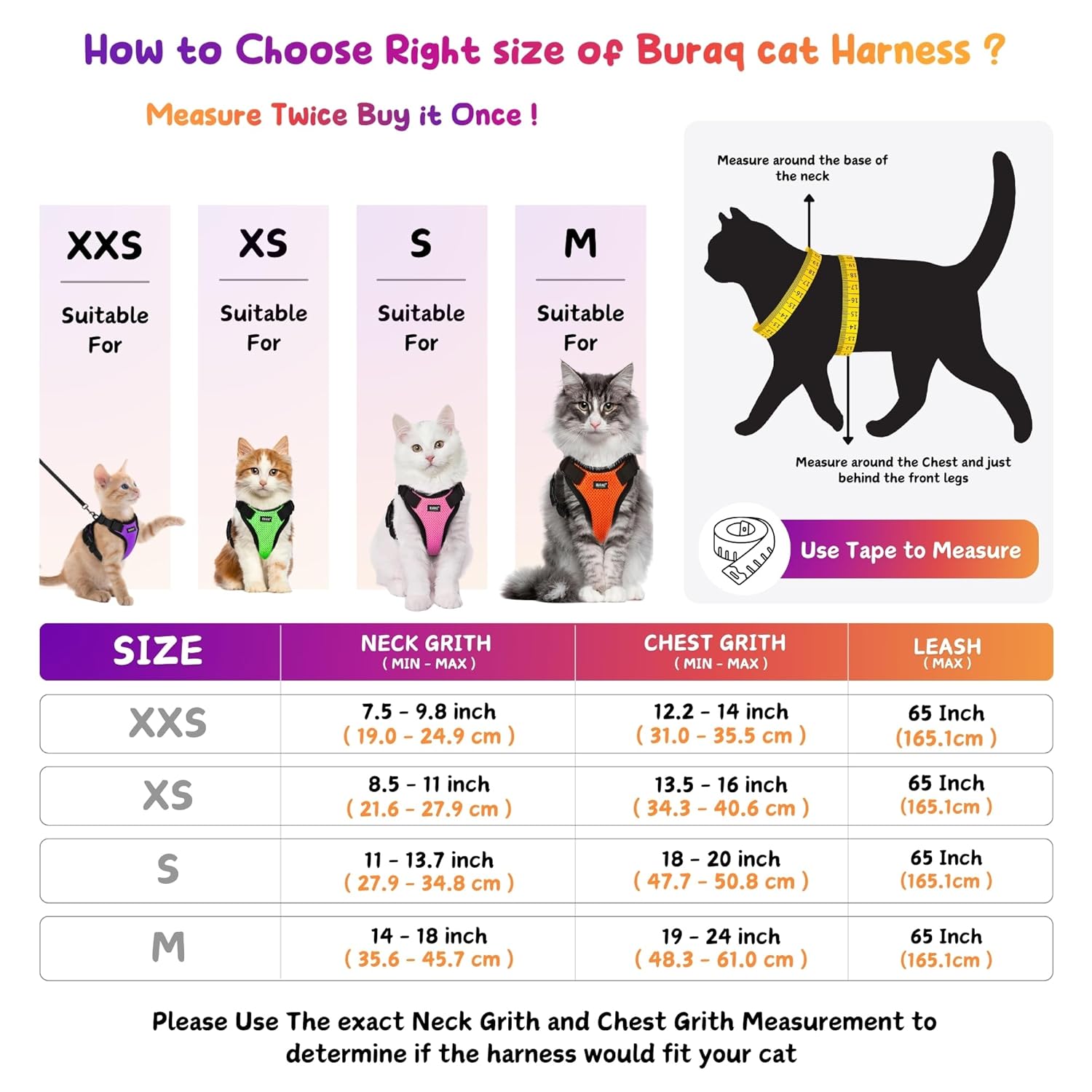 No Pull Escape Proof Cat Harness with Leash - Ultra - Light & Aesthetic Design - BURAQ PETS
