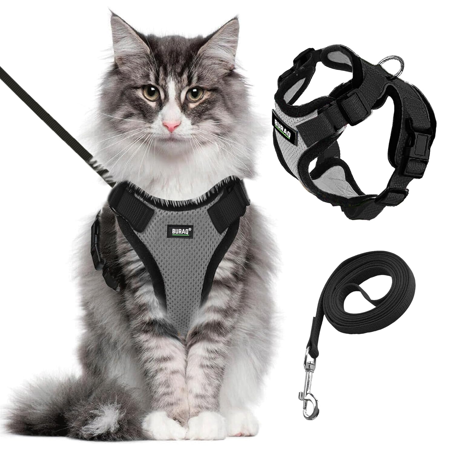 No Pull Escape Proof Cat Harness with Leash - Ultra - Light & Aesthetic Design - BURAQ PETS