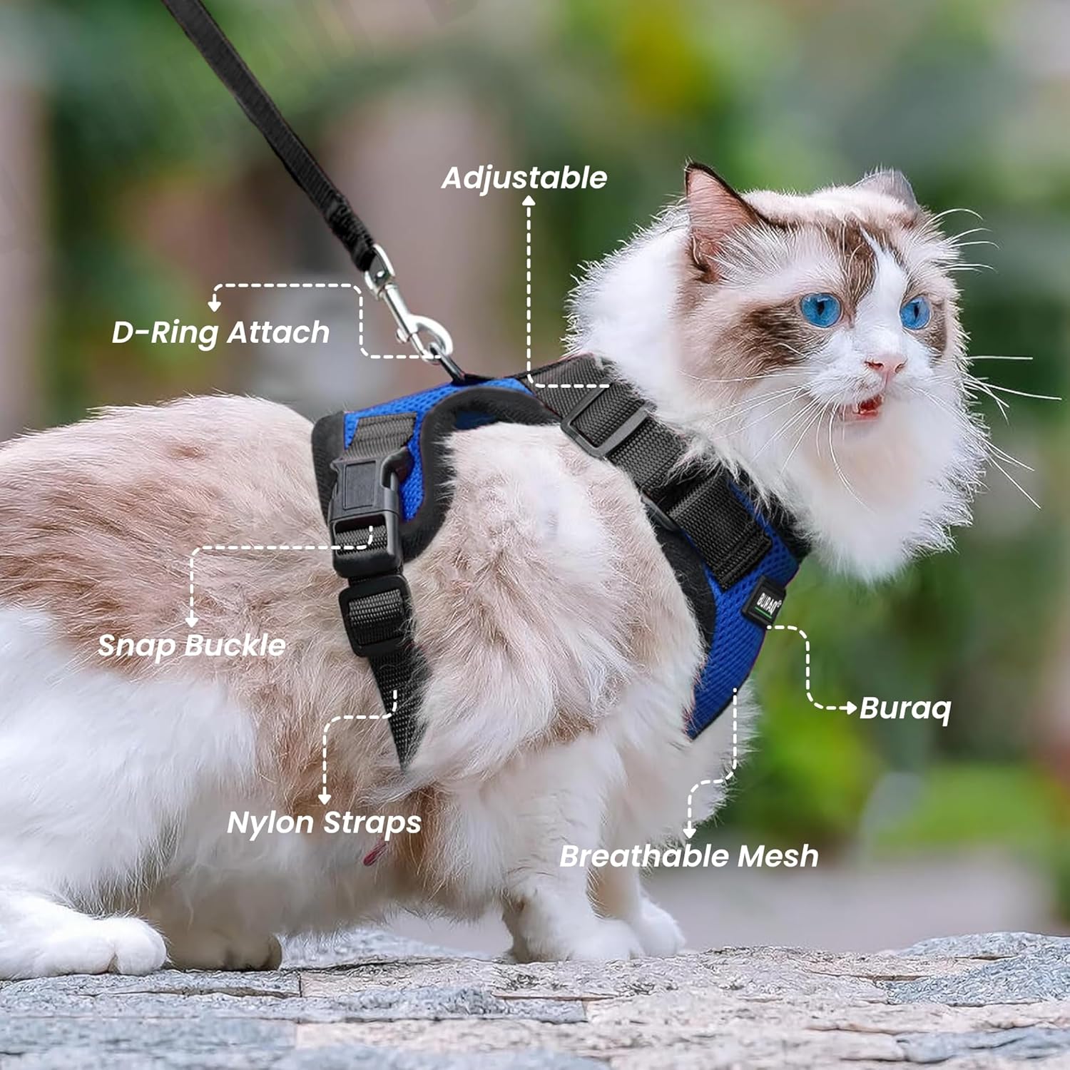 No Pull Escape Proof Cat Harness with Leash - Ultra - Light & Aesthetic Design - BURAQ PETS