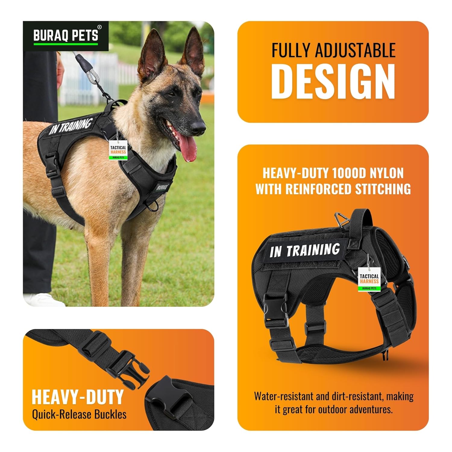 No Pull Tactical Dog Harness for Large Dogs - premium pet product by Buraq Pets