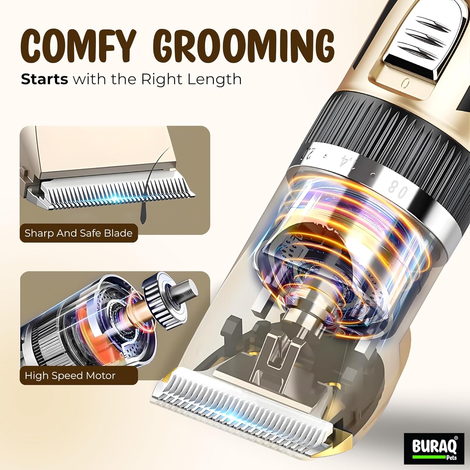 Pet Hair Trimmer for Dogs & Cats, Cordless Low Noise Grooming Kit - premium pet product by Buraq Pets