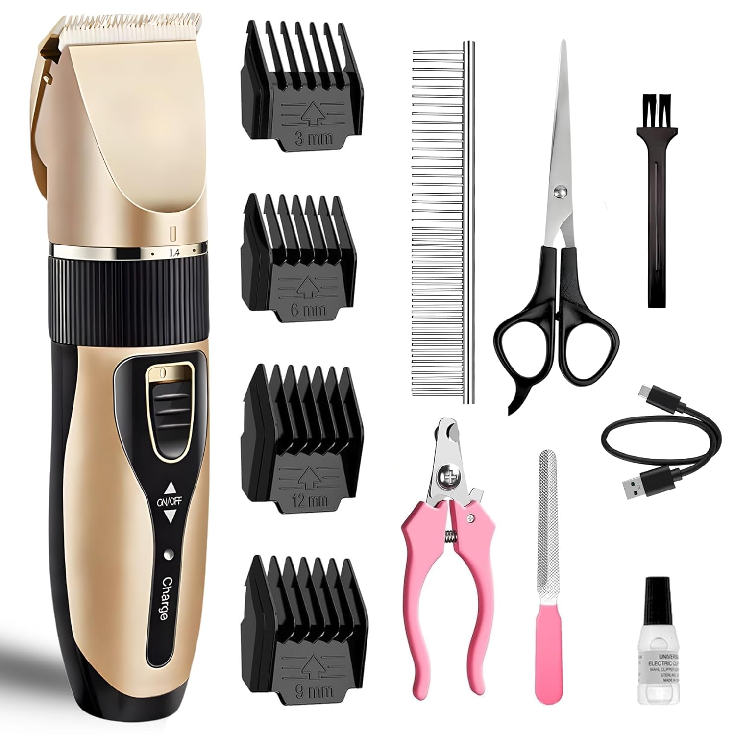 Pet Hair Trimmer for Dogs & Cats, Cordless Low Noise Grooming Kit - premium pet product by Buraq Pets