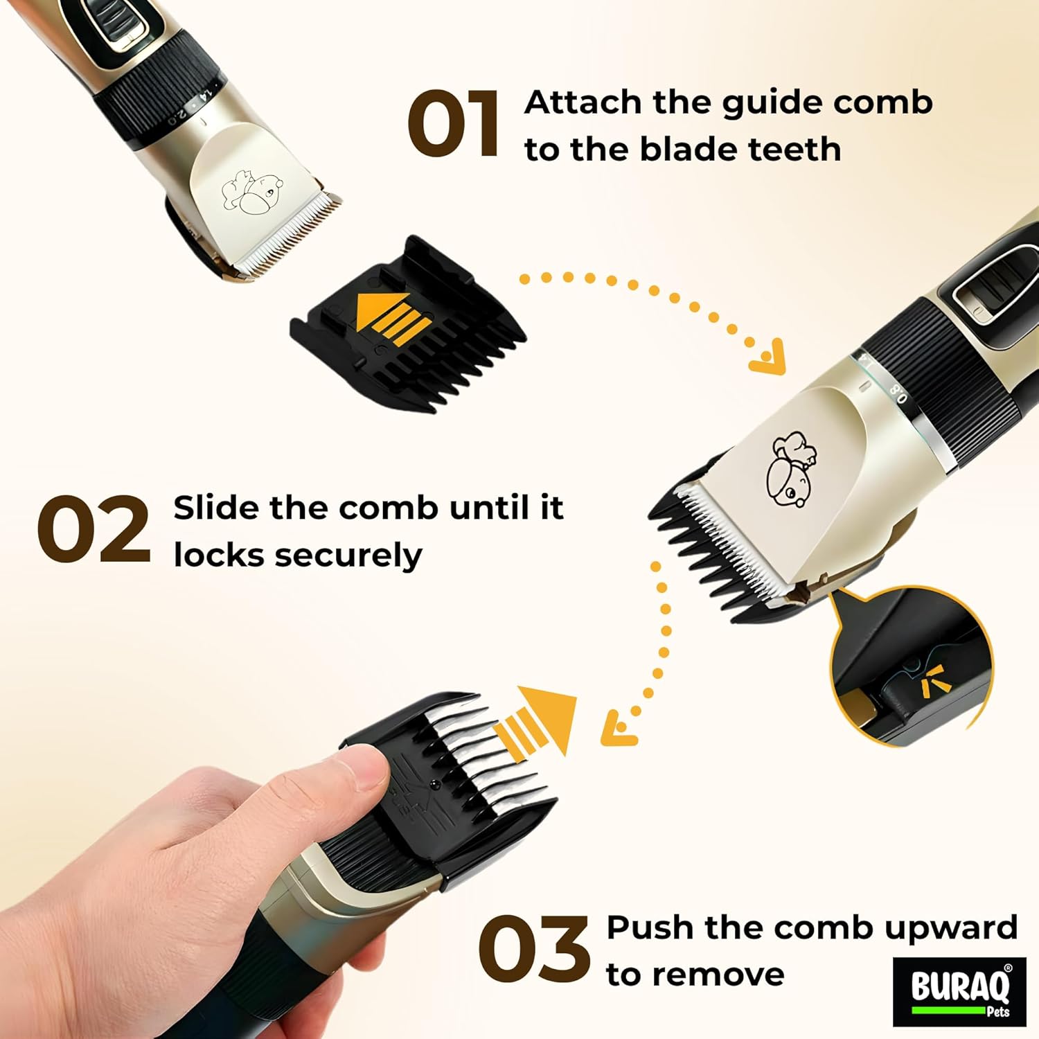 Pet Hair Trimmer for Dogs & Cats, Cordless Low Noise Grooming Kit - premium pet product by Buraq Pets