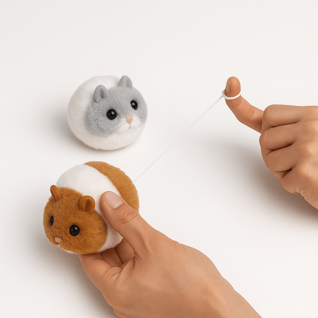 Plush Hamster Toy for Pets – Interactive Cat & Dog Play Toy with Elastic String - BURAQ PETS