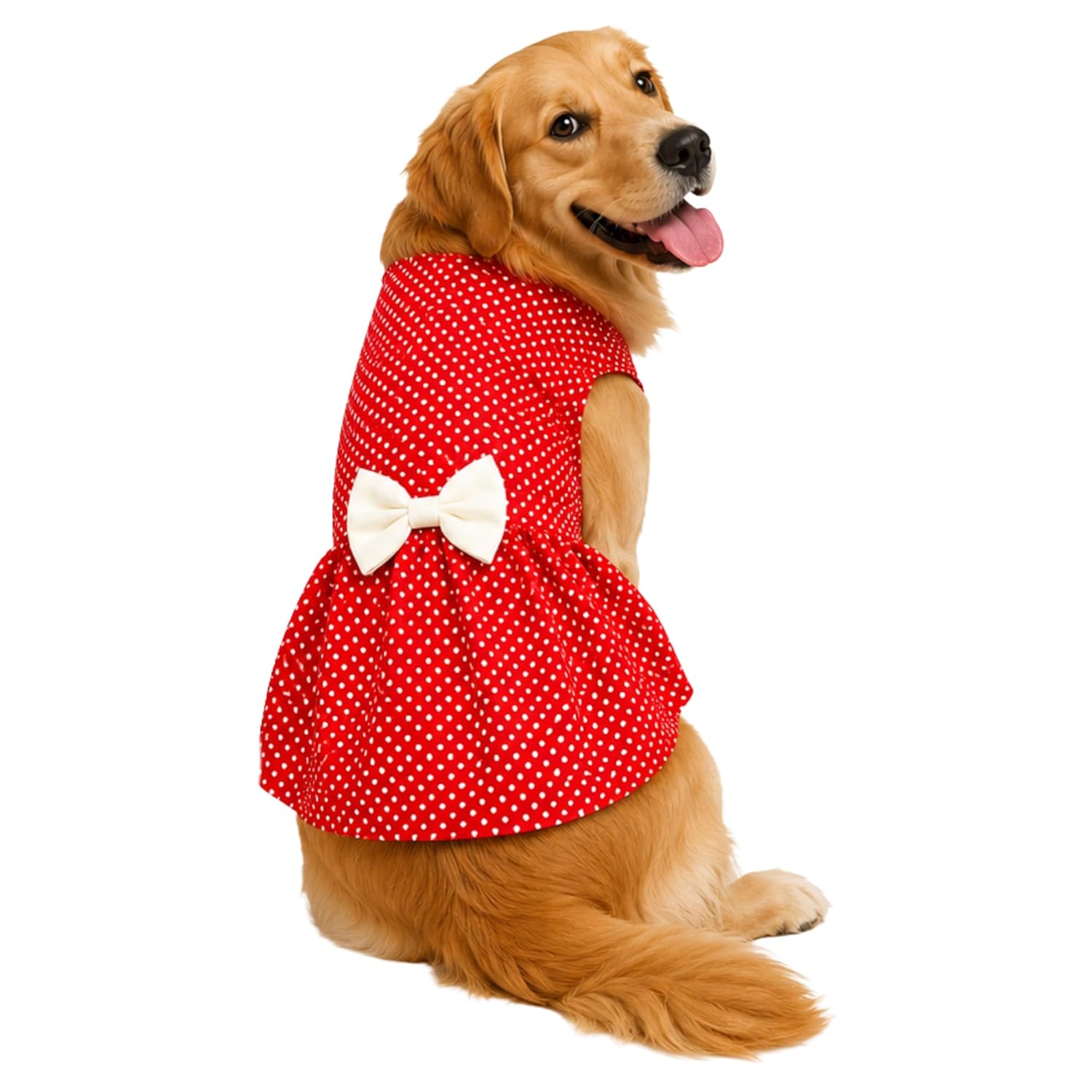 Polka Dot Pet Dress with Bow | Soft Cotton Velcro Fit for Dogs & Cats - BURAQ PETS