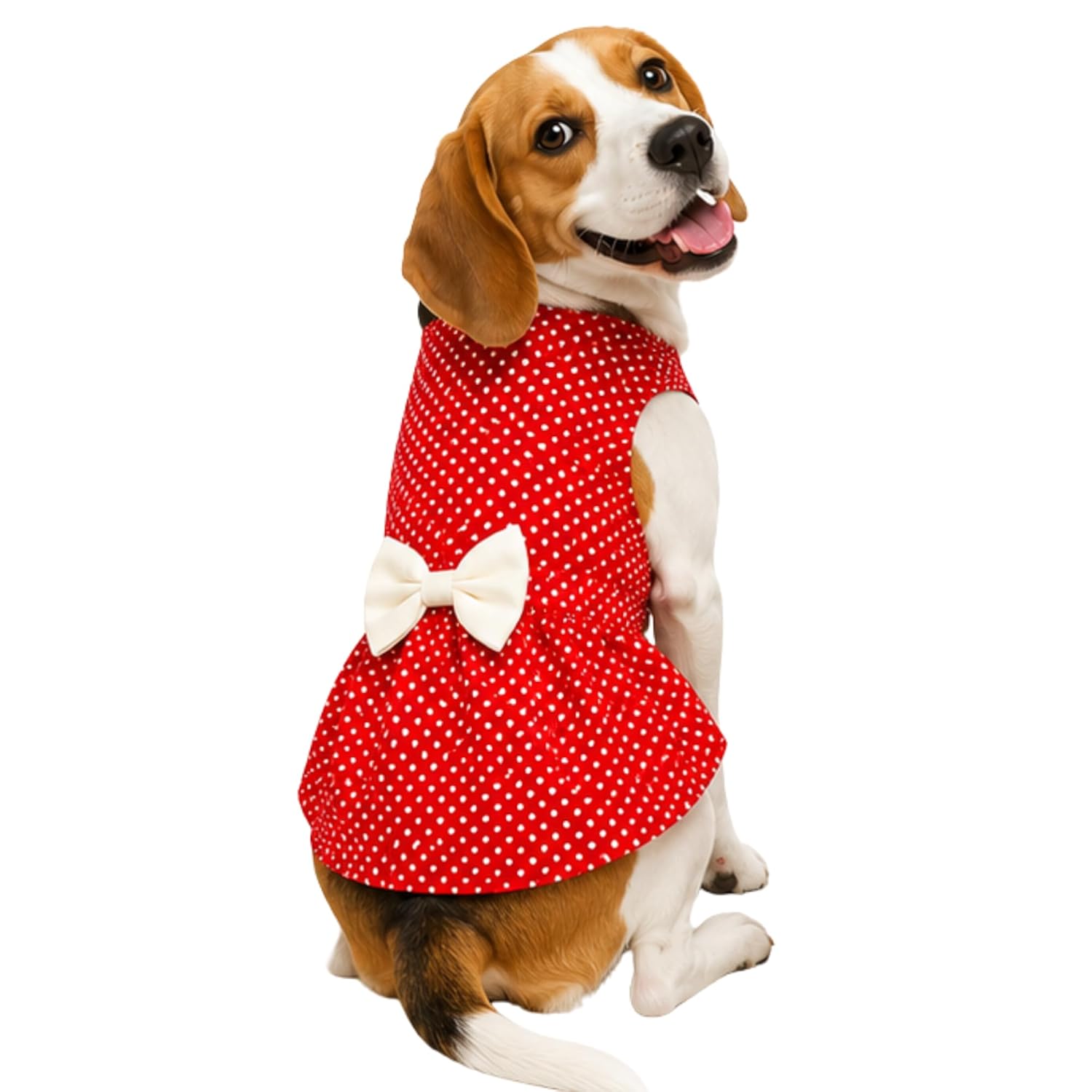 Polka Dot Pet Dress with Bow | Soft Cotton Velcro Fit for Dogs & Cats - BURAQ PETS