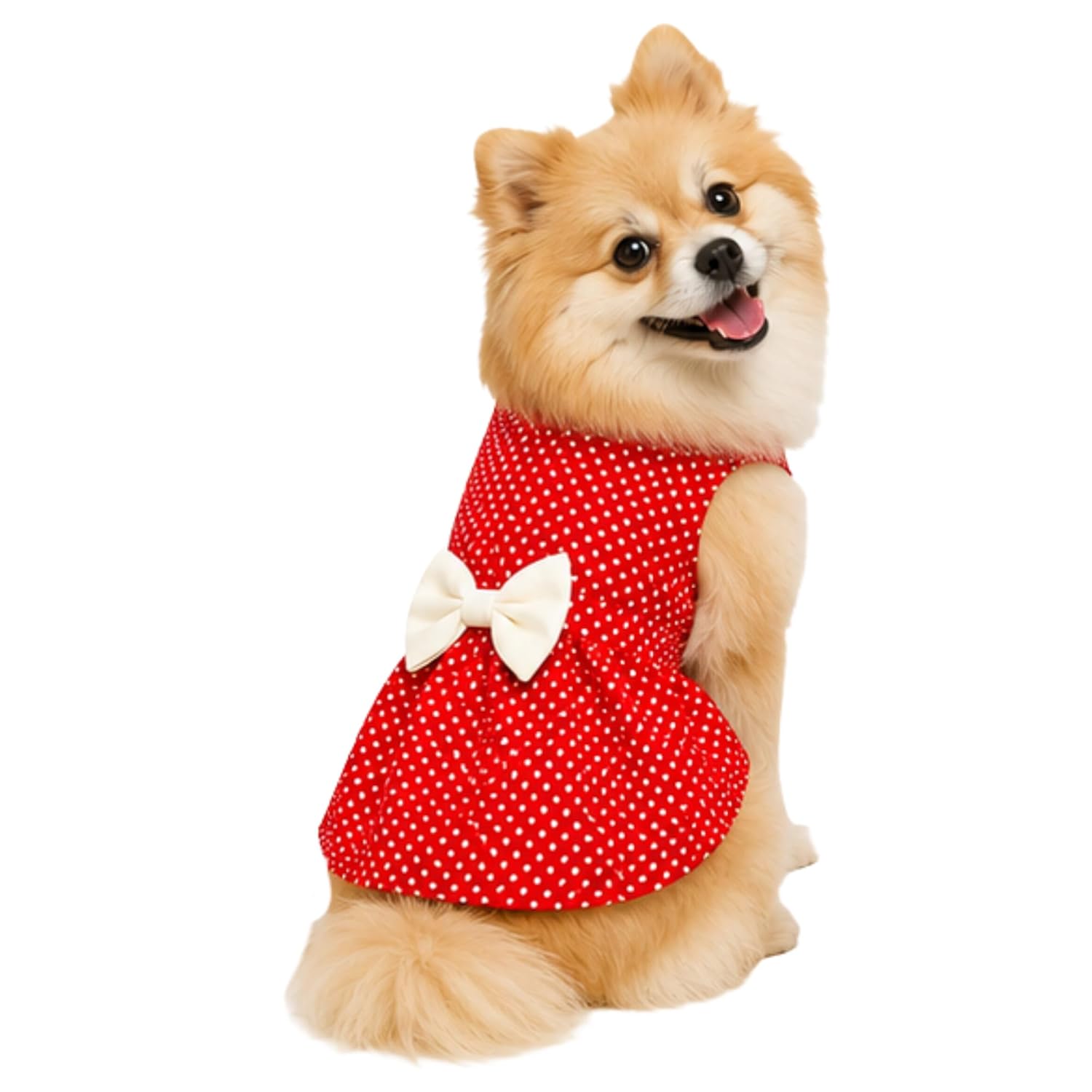 Polka Dot Pet Dress with Bow | Soft Cotton Velcro Fit for Dogs & Cats - BURAQ PETS