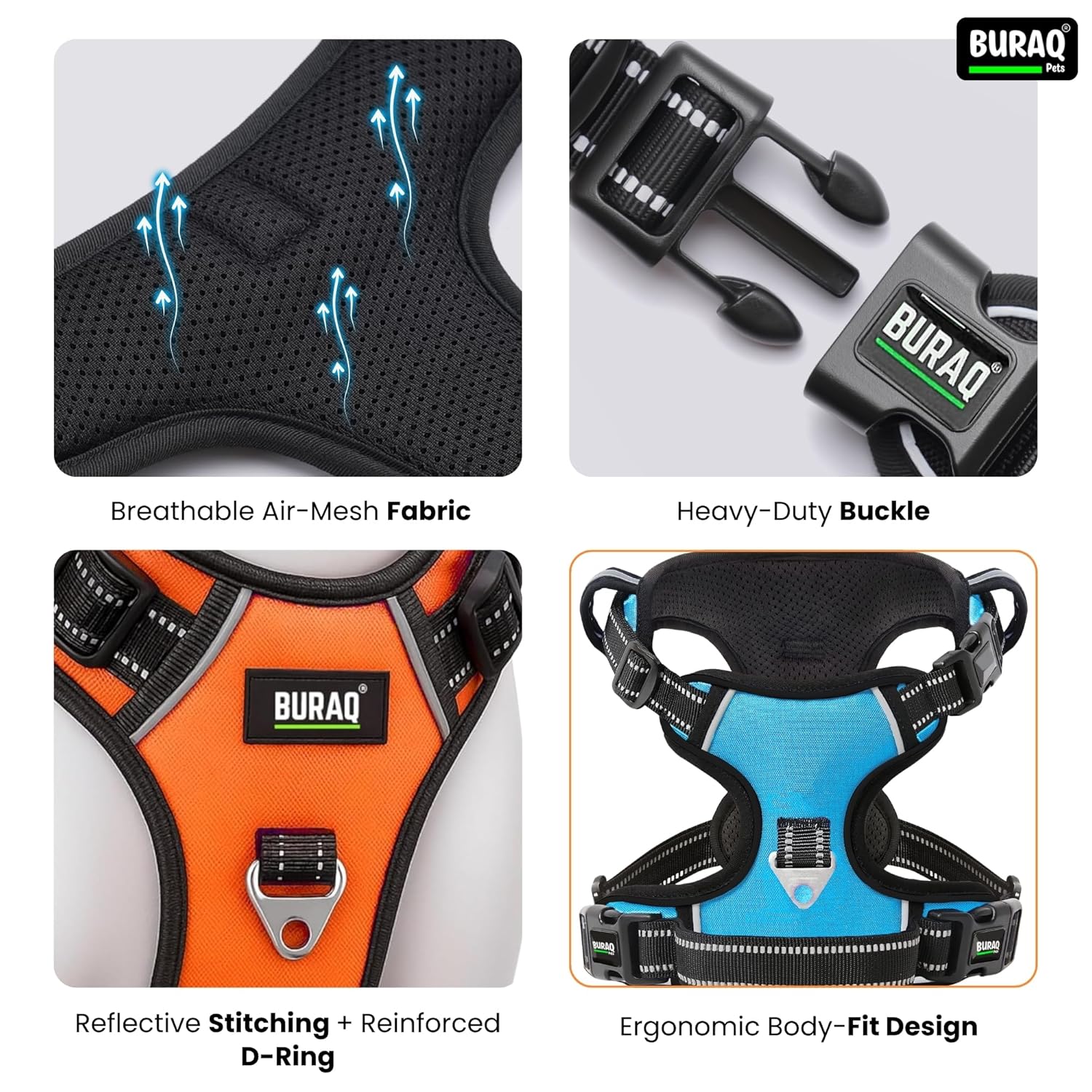 Premium No-Pull Dog Harness - Reflective & Soft-Padded Chest Belt - premium pet product by Buraq Pets