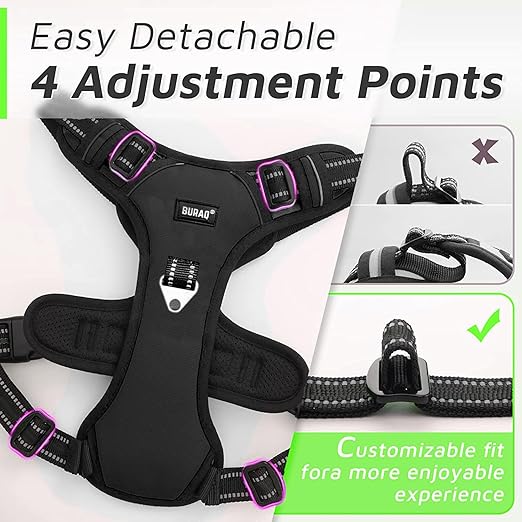 Premium No - Pull Dog Harness – Reflective & Soft - Padded Chest Belt - BURAQ PETS