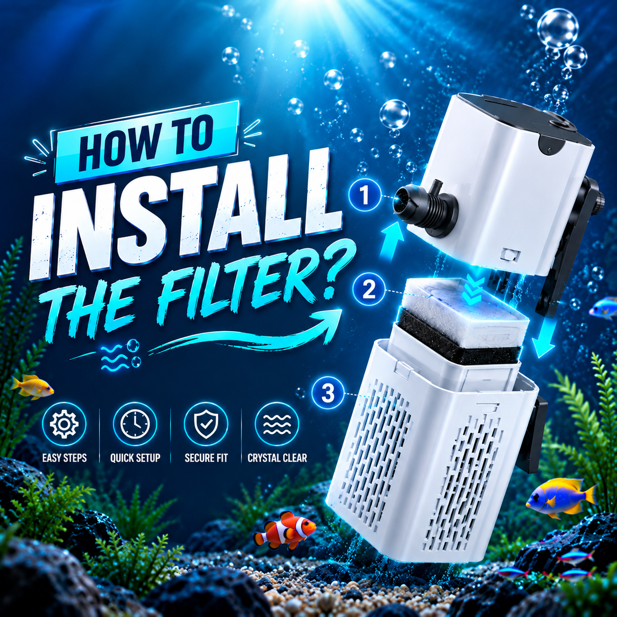 Load video: XQP- 500F Aquarium Filter | 6W | 500 L/H for 2-2.5 ft Fish Tank