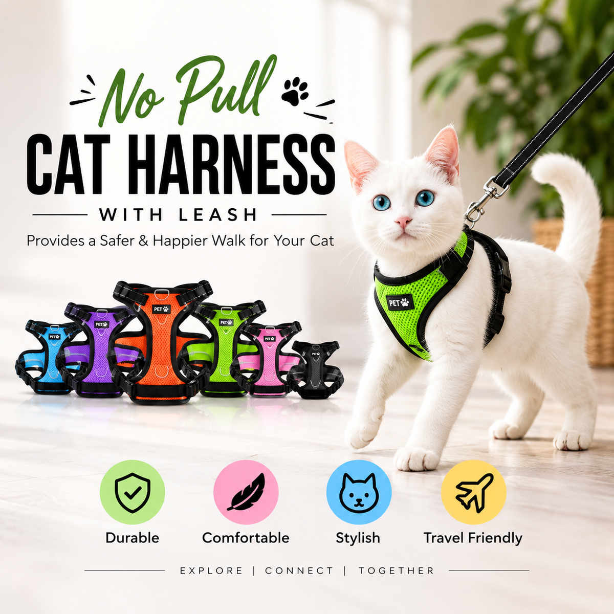 Load video: Cat Harness With Collar 