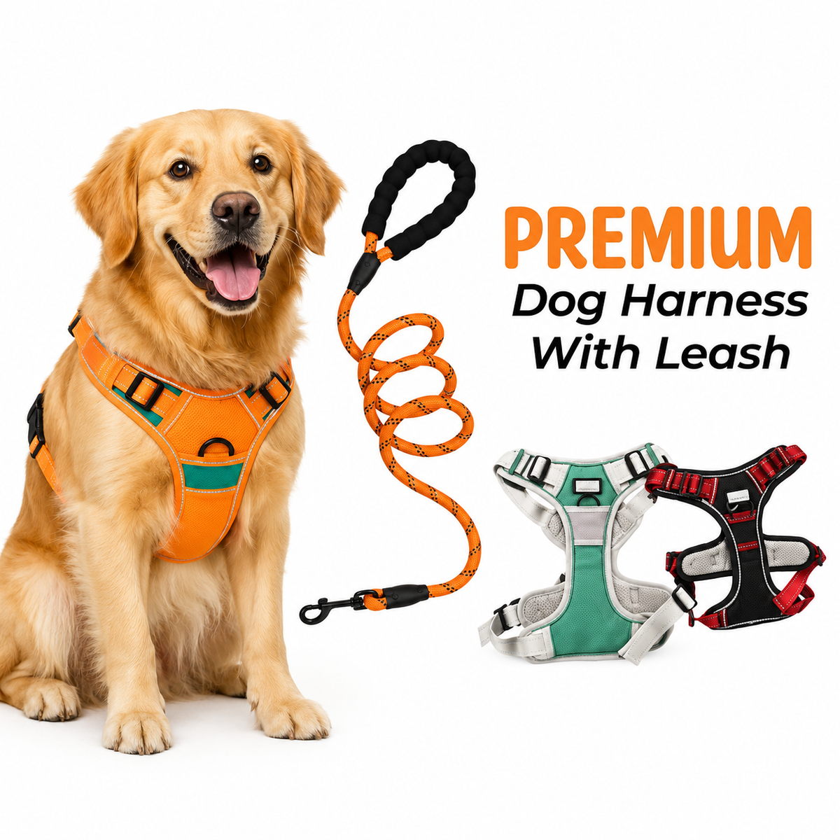 Load video: Premium Dog Harness with Leash | Reflective | No Pull Adjustable