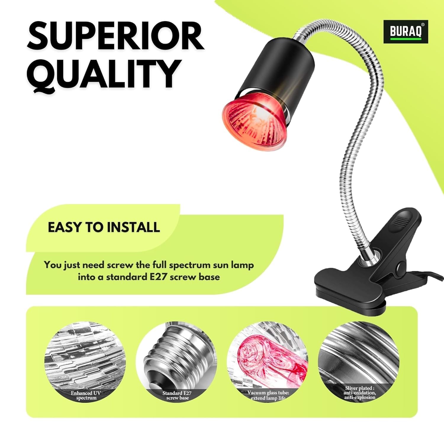 Red Infrared UVB Basking Bulb – Night Heat Lamp for Reptiles - BURAQ PETS