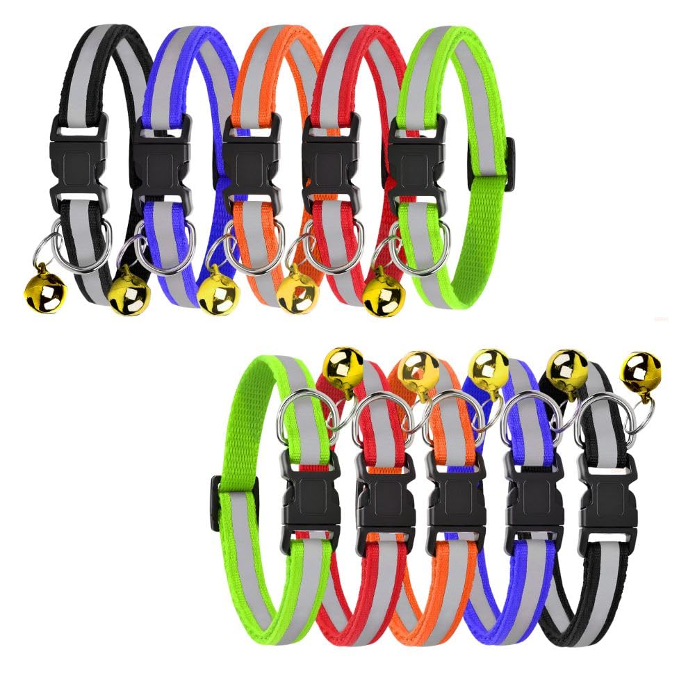 Reflective Cat Collars with Bell – Adjustable | Pack of 4 - BURAQ PETS