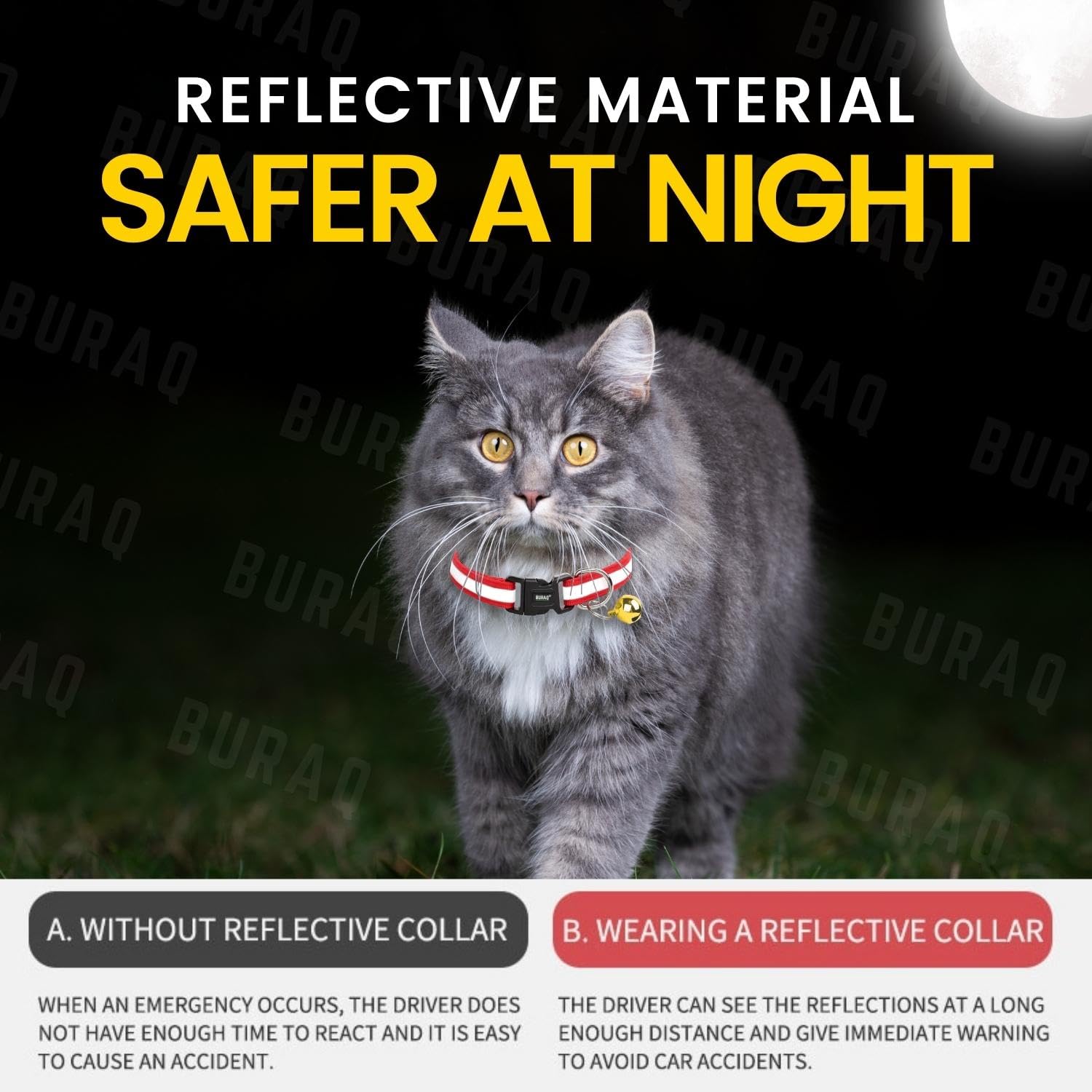 Reflective Cat Collars with Bell – Adjustable | Pack of 4 - BURAQ PETS