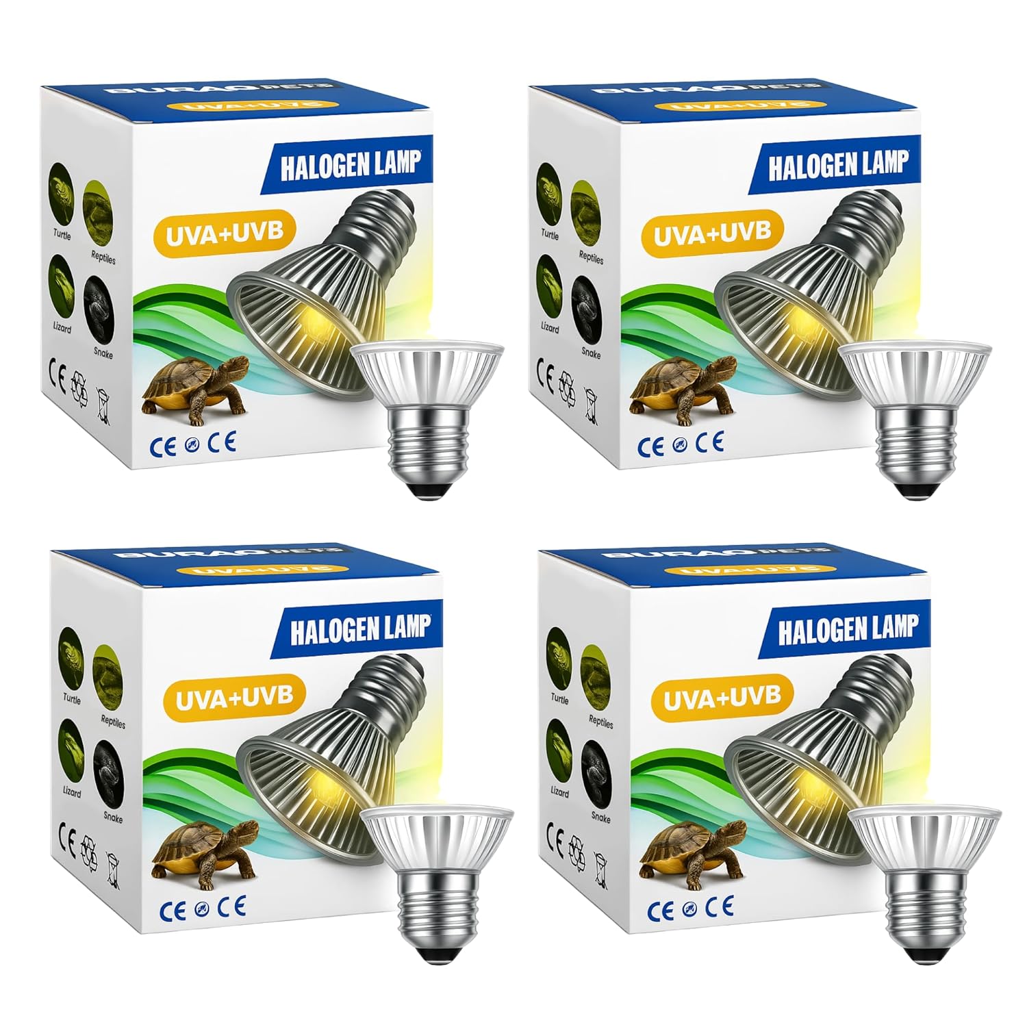 Reptile Turtle UVB Ultraviolet Basking Heat Light Bulb Combo Pack - BURAQ PETS