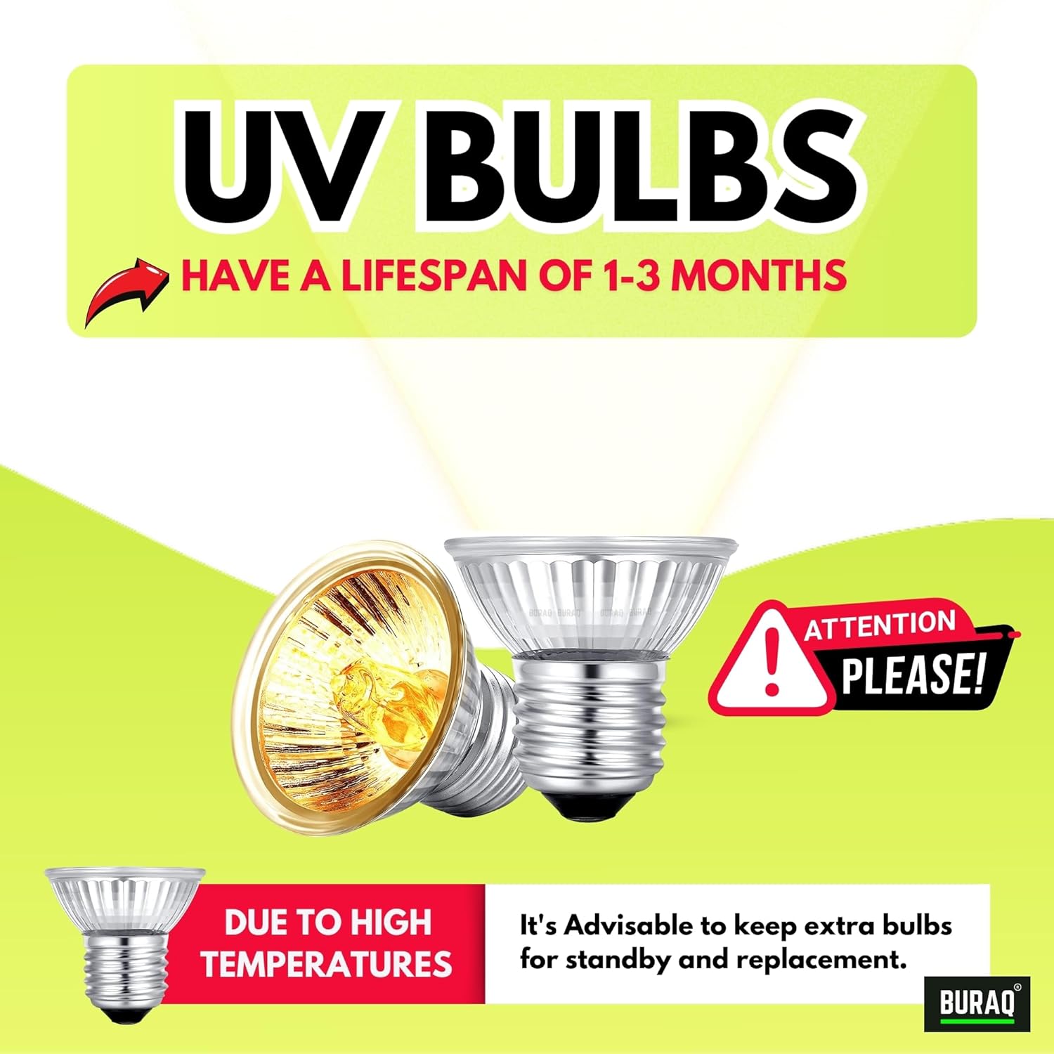 Reptile Turtle UVB Ultraviolet Basking Heat Light Bulb Combo Pack - BURAQ PETS