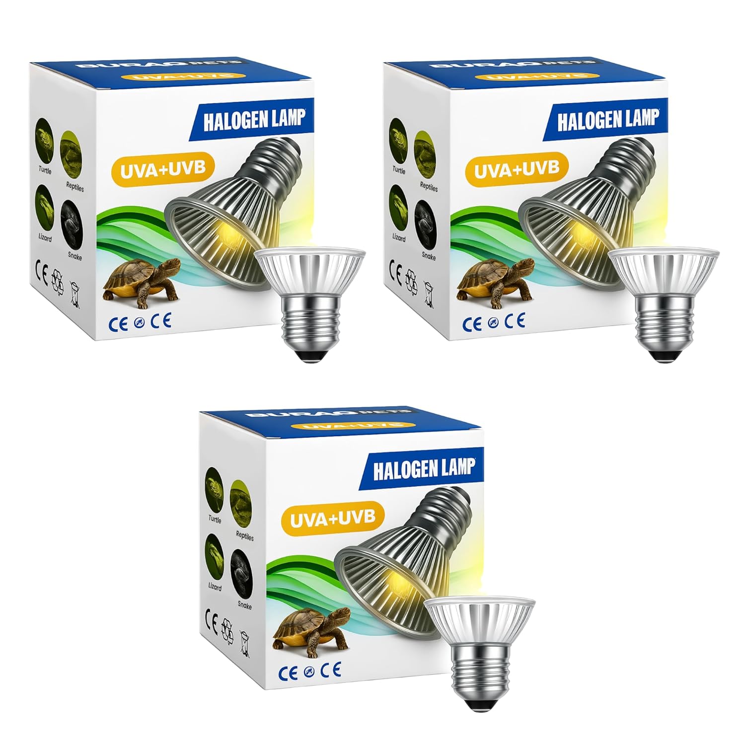 Reptile Turtle UVB Ultraviolet Basking Heat Light Bulb Combo Pack - BURAQ PETS