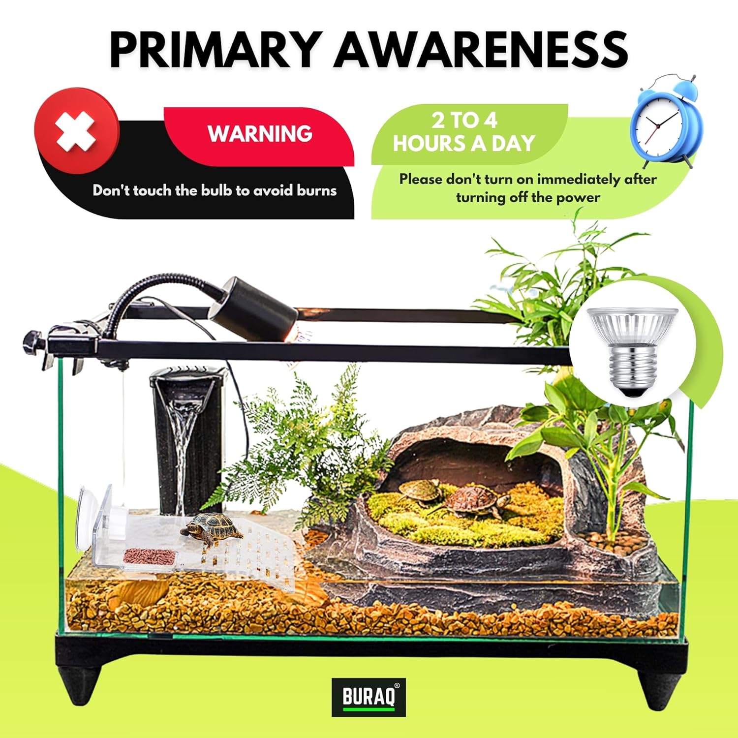 Reptile Turtle UVB Ultraviolet Basking Heat Light Bulb Combo Pack - BURAQ PETS