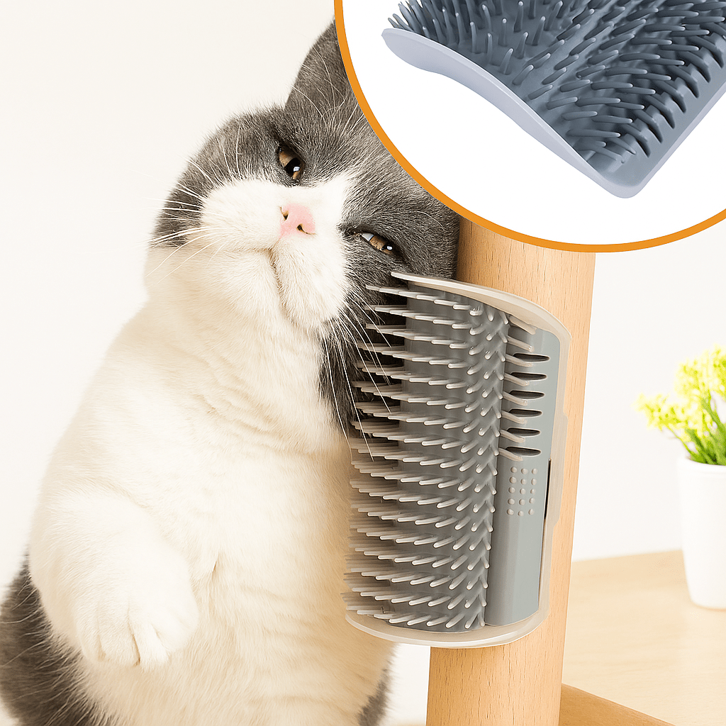 Self - Grooming Cat Brush – Wall - Mounted Corner Groomer for Cats - BURAQ PETS