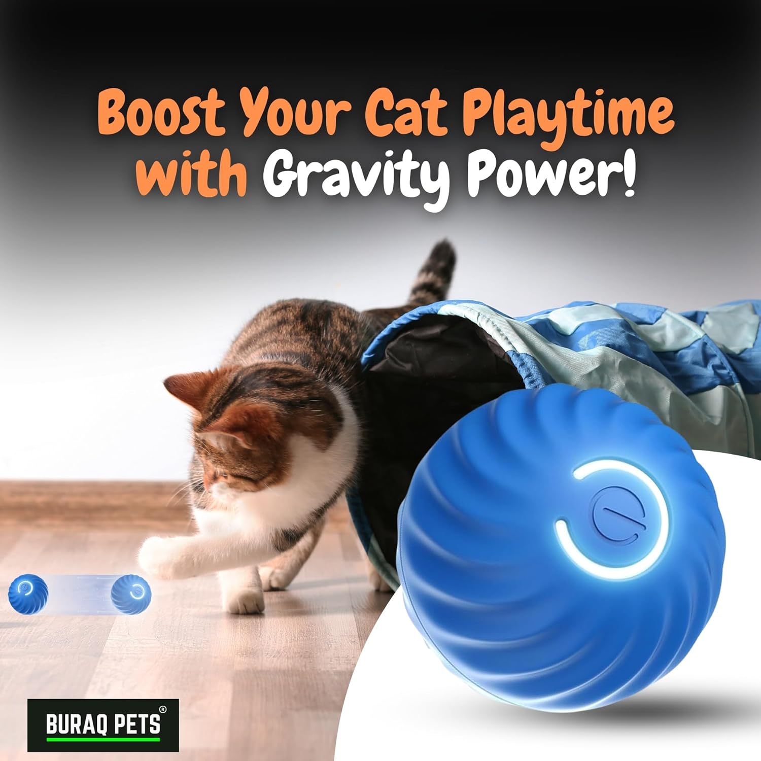 Smart 360° Bouncing Ball Cat Toy with LED - BURAQ PETS