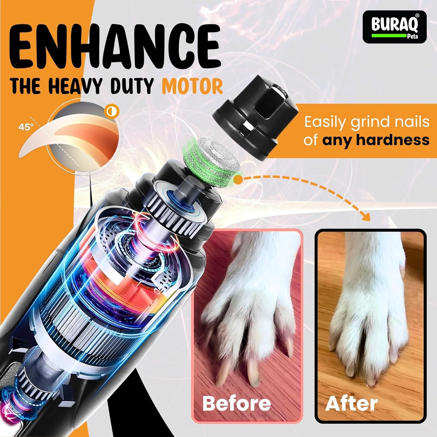 Smart LCD Pet Nail Grinder with LED - BURAQ PETS