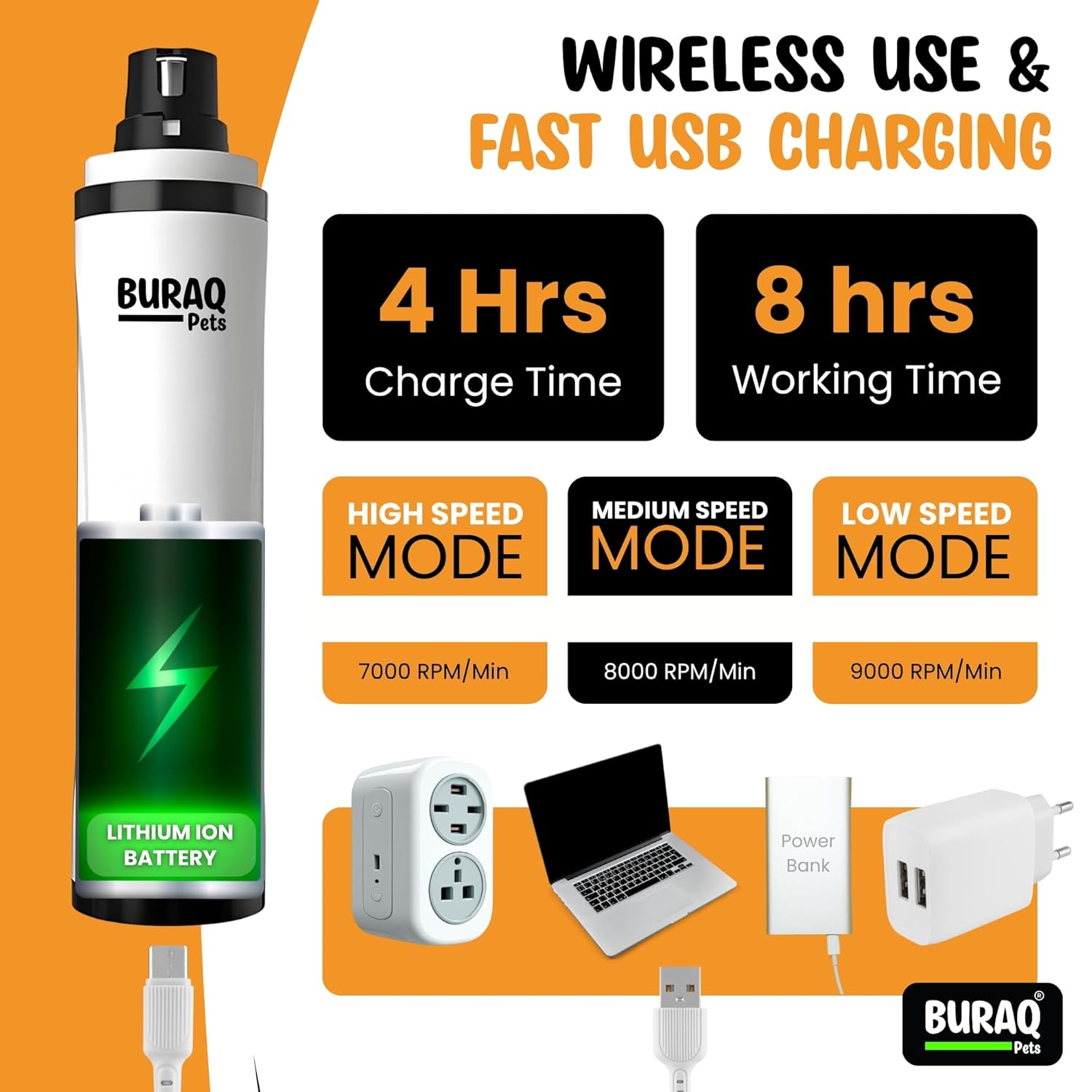 Smart LCD Pet Nail Grinder with LED - BURAQ PETS