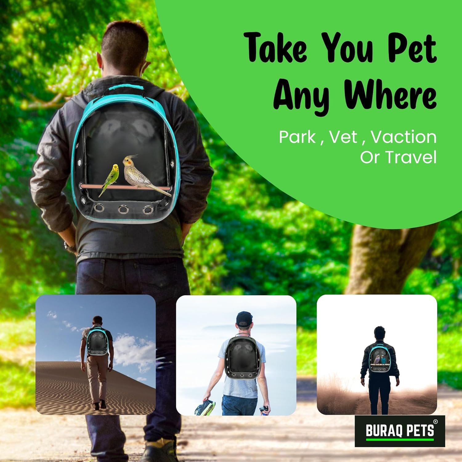 Space Capsule Bird & Pet Carrier – Transparent, Breathable Backpack for Travel - BURAQ PETS