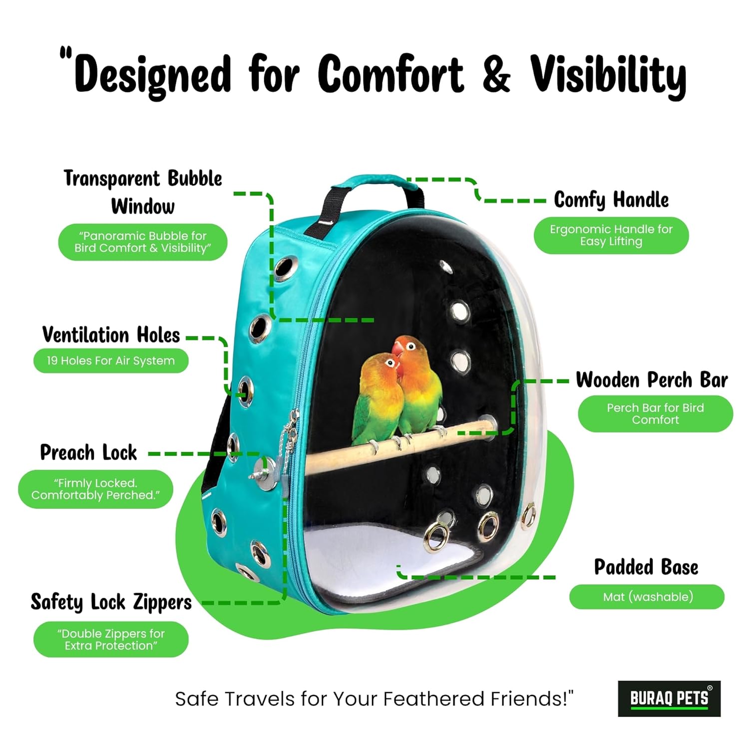 Space Capsule Bird & Pet Carrier – Transparent, Breathable Backpack for Travel - BURAQ PETS