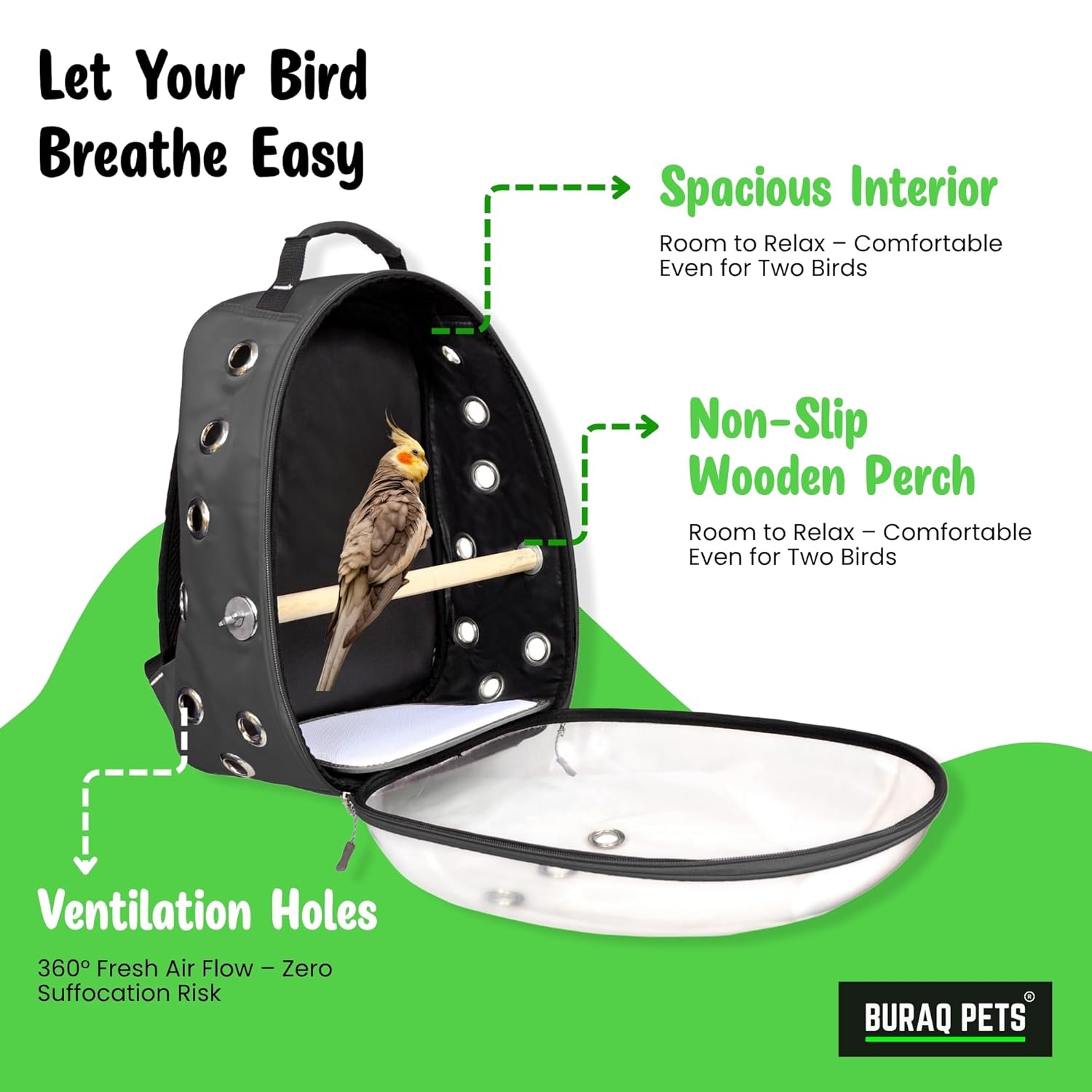Space Capsule Bird & Pet Carrier – Transparent, Breathable Backpack for Travel - BURAQ PETS