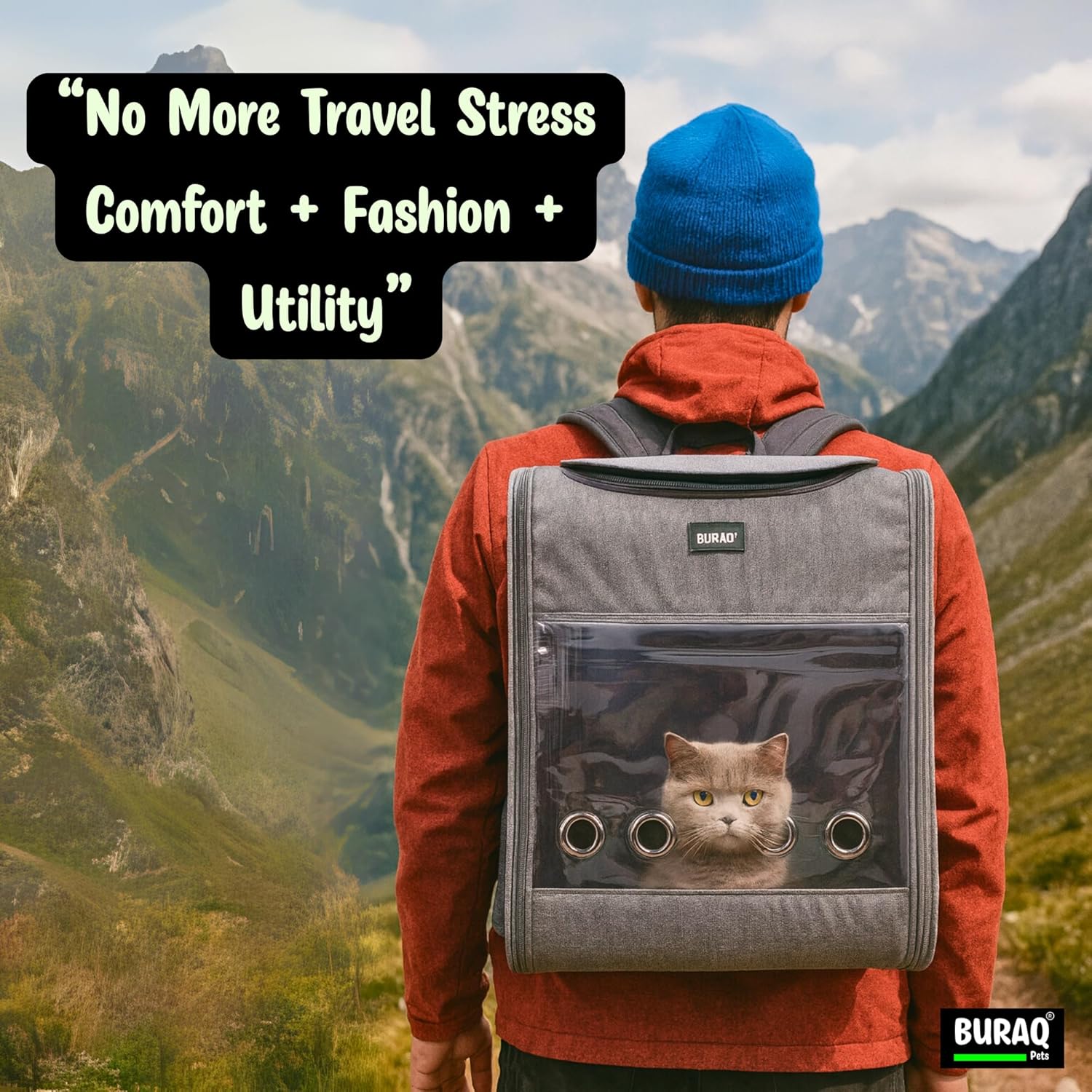 Spacious Cat Backpack Carrier - Durable Pet Carrier for Cats & Small Dogs - BURAQ PETS