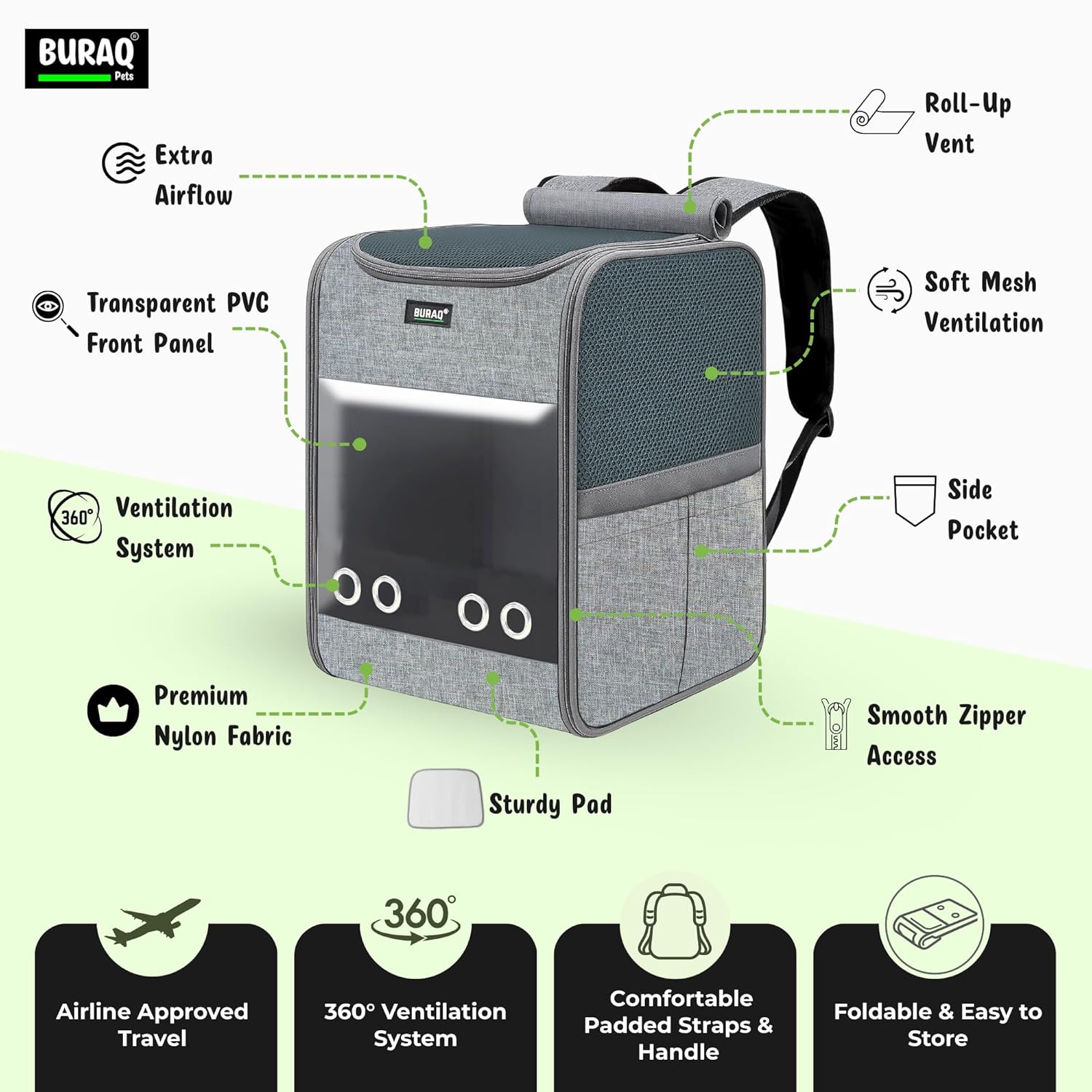 Spacious Cat Backpack Carrier - Durable Pet Carrier for Cats & Small Dogs - BURAQ PETS