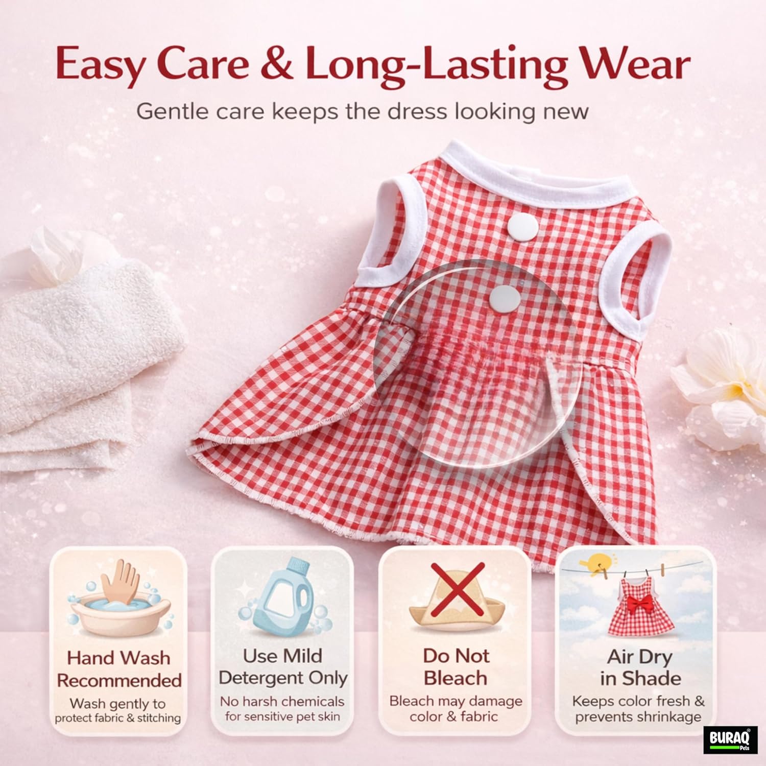 Stripe Design Dog Dress with Bow, Soft & Cute Puppy Clothes for Small Dogs & Cats (Red, L) - premium pet product by Buraq Pets