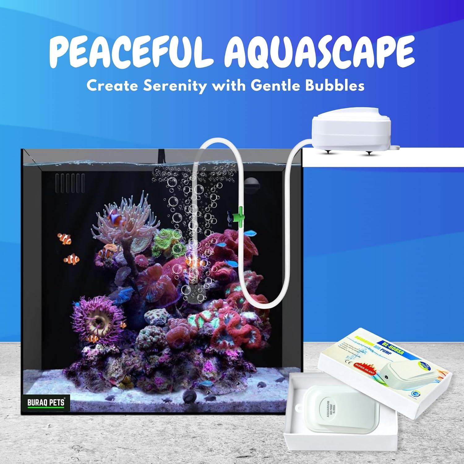 Super Silent Aquarium Air Pump, Long Lasting Performance, ( Single Outlet ) - BURAQ PETS