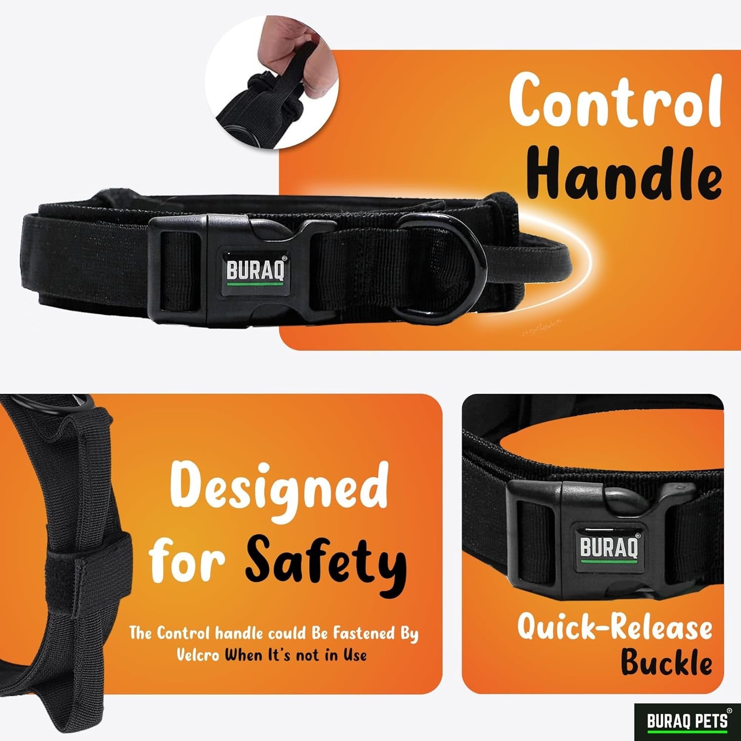 Tactical Dog Collar, Adjustable Military - Grade Nylon with Handle - BURAQ PETS
