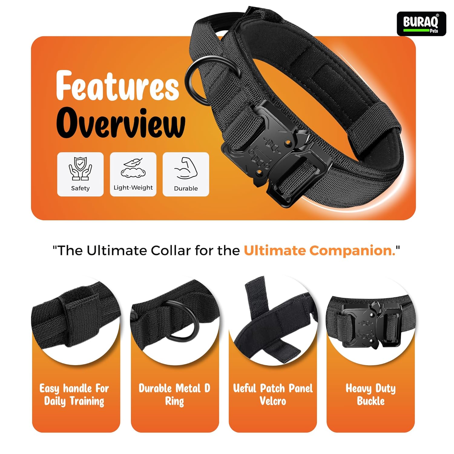 Tactical Dog Collar with Leash – Adjustable Military Style Training Set - BURAQ PETS