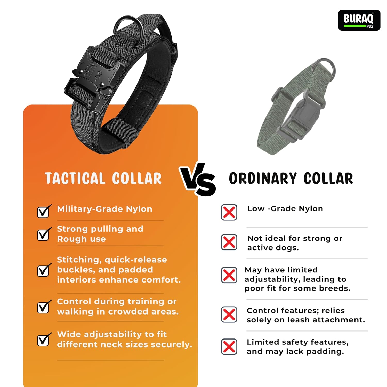 Tactical Dog Collar with Leash – Adjustable Military Style Training Set - BURAQ PETS