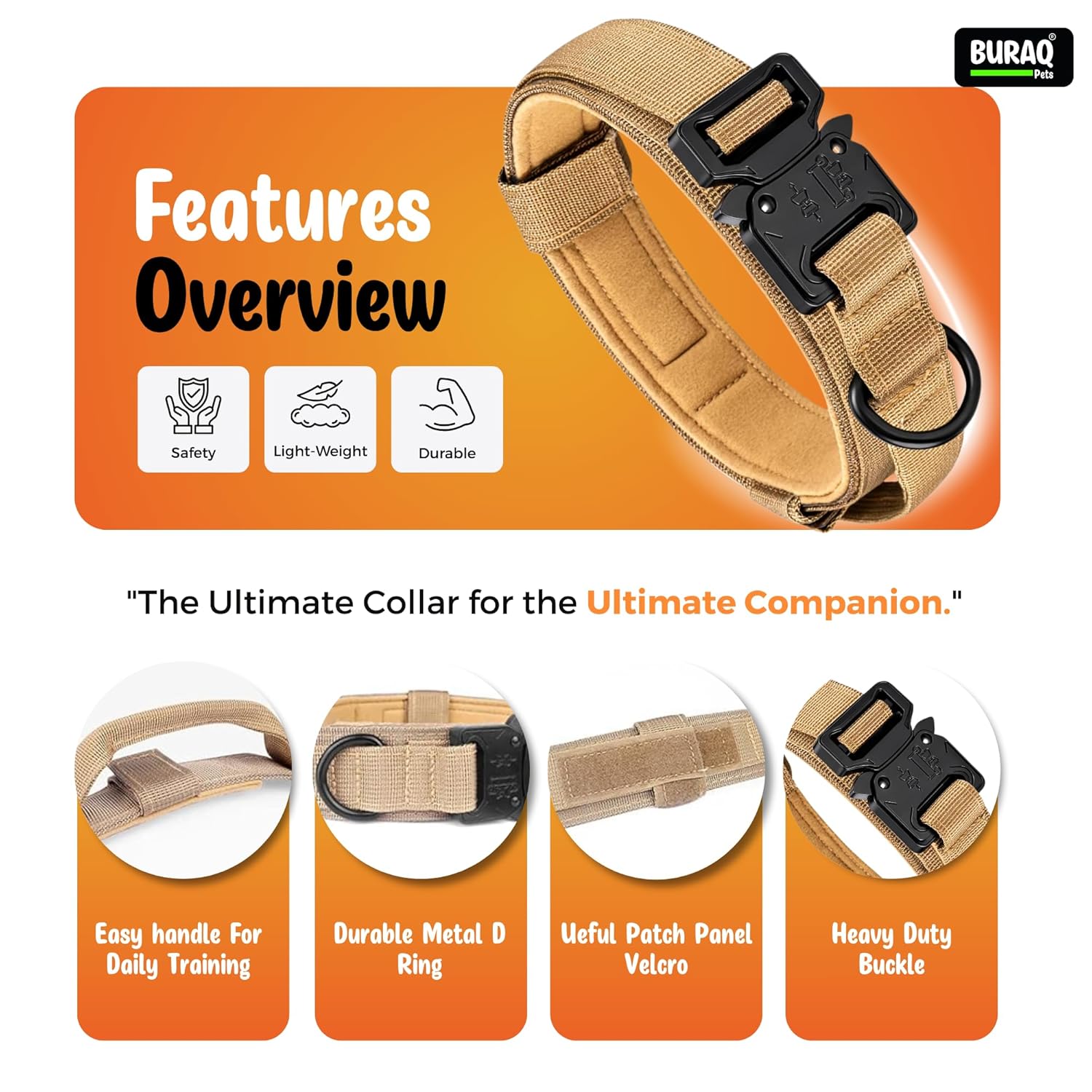 Tactical Dog Collar with Leash – Adjustable Military Style Training Set – premium pet product by Buraq Pets