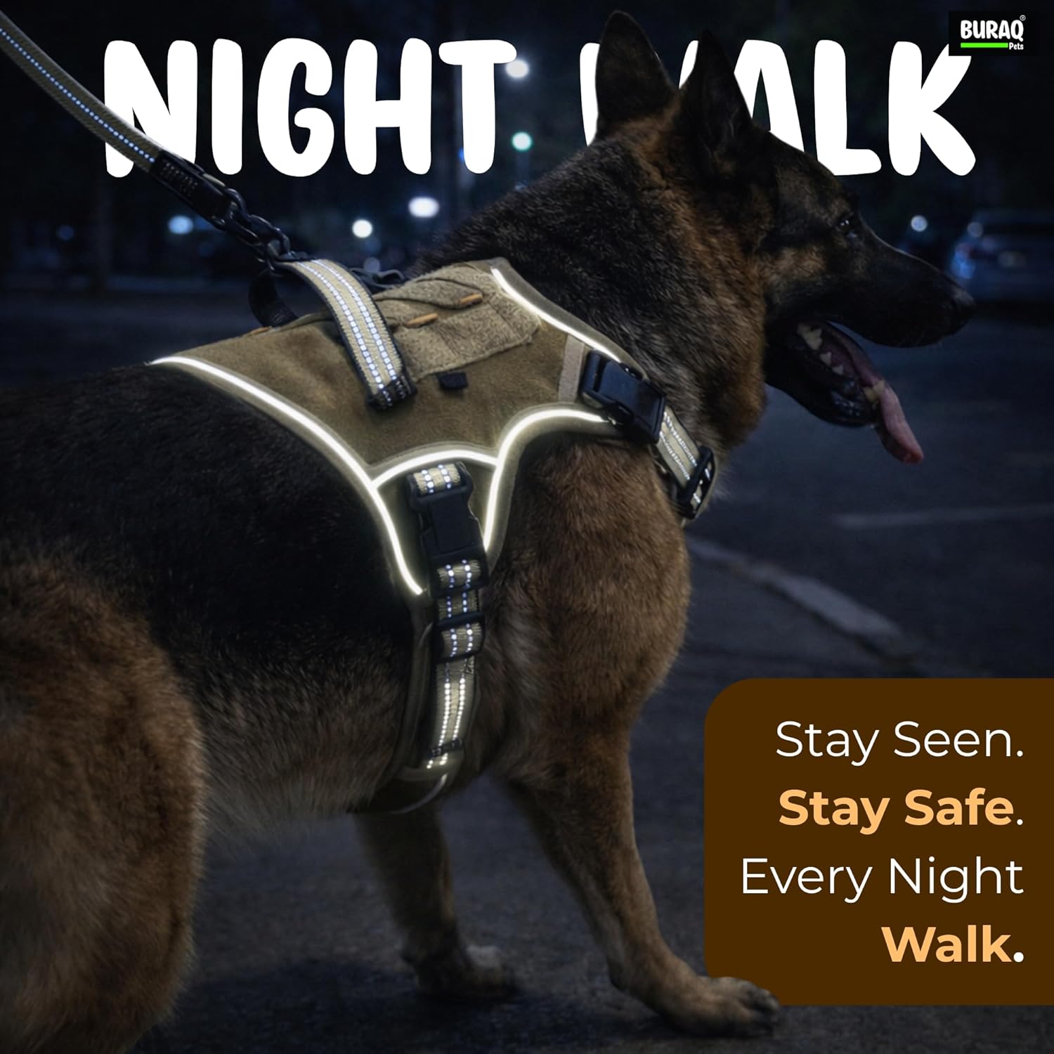 Tactical No Pull Dog Harness & Leash – Reflective Adjustable Vest with Handle for Dogs - BURAQ PETS