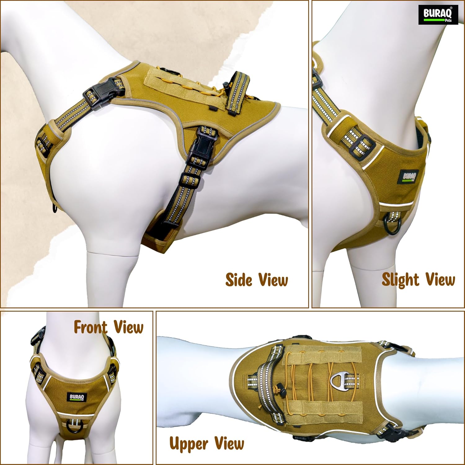 Tactical No Pull Dog Harness & Leash – Reflective Adjustable Vest with Handle for Dogs - BURAQ PETS