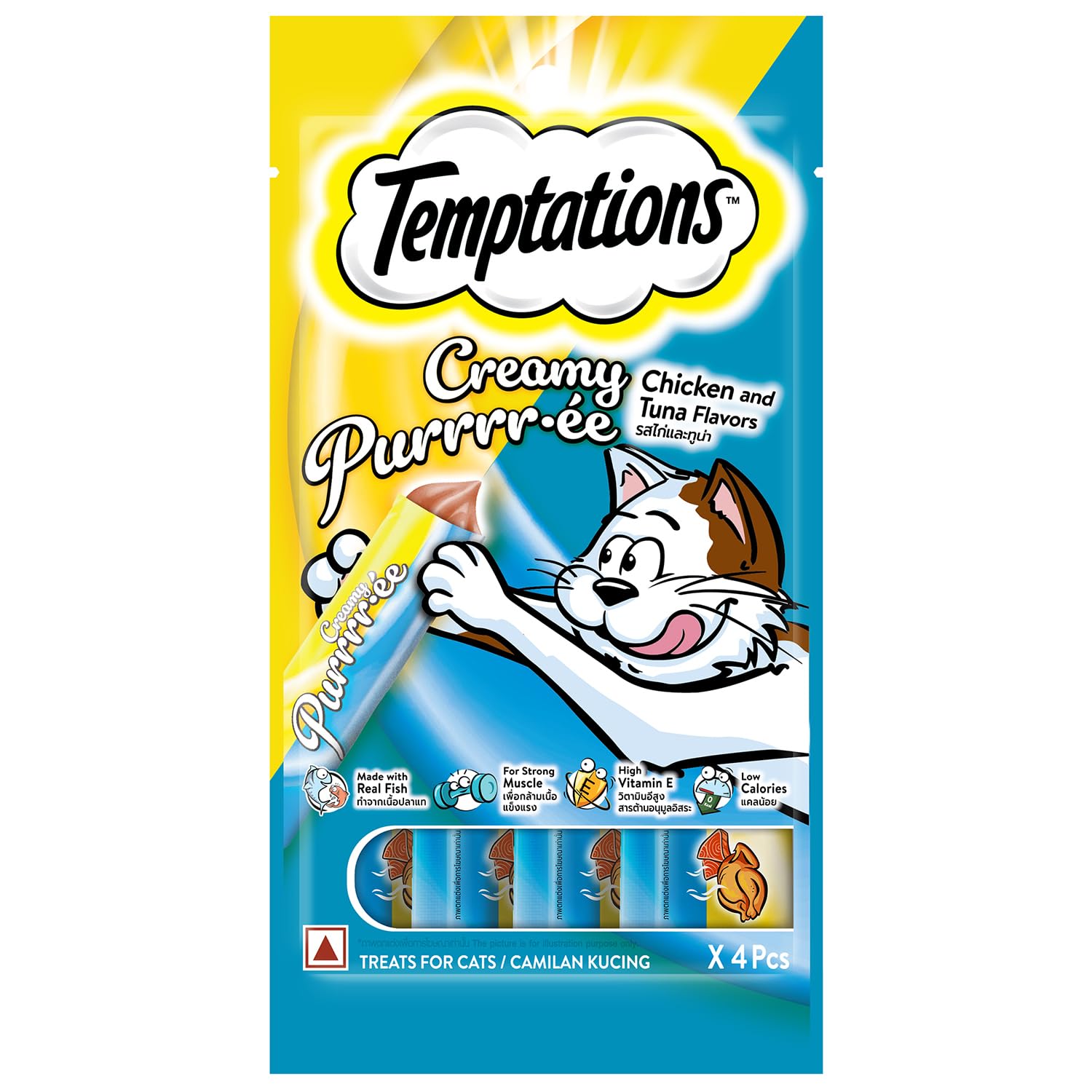 Temptations All Life Stages Cat Treats 4 Sticks - Pack Of 2 (Flavour - Salmon & Cheese & Chicken & Tuna ) - BURAQ PETS