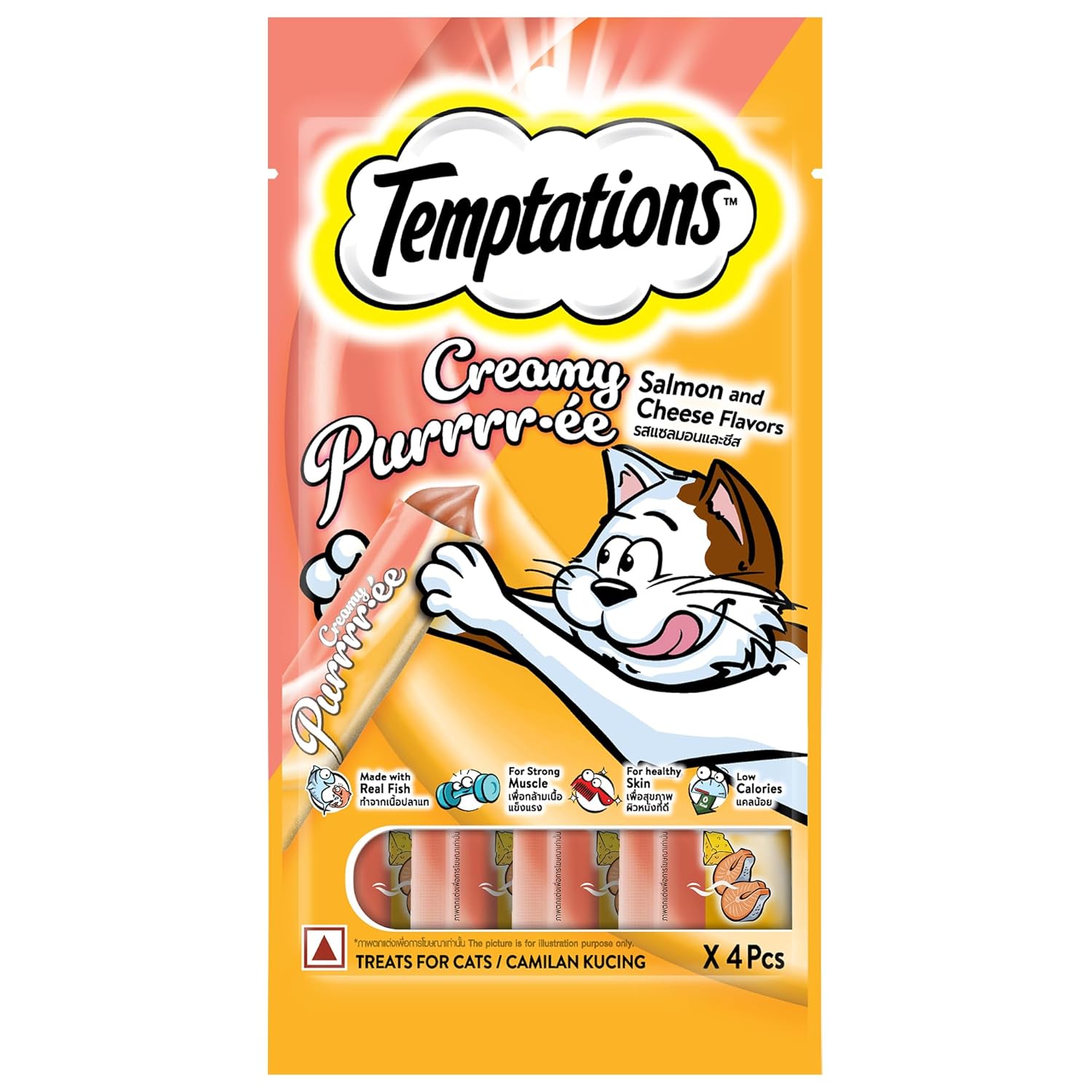 Temptations All Life Stages Cat Treats 4 Sticks - Pack Of 2 (Flavour - Salmon & Cheese & Chicken & Tuna ) - BURAQ PETS