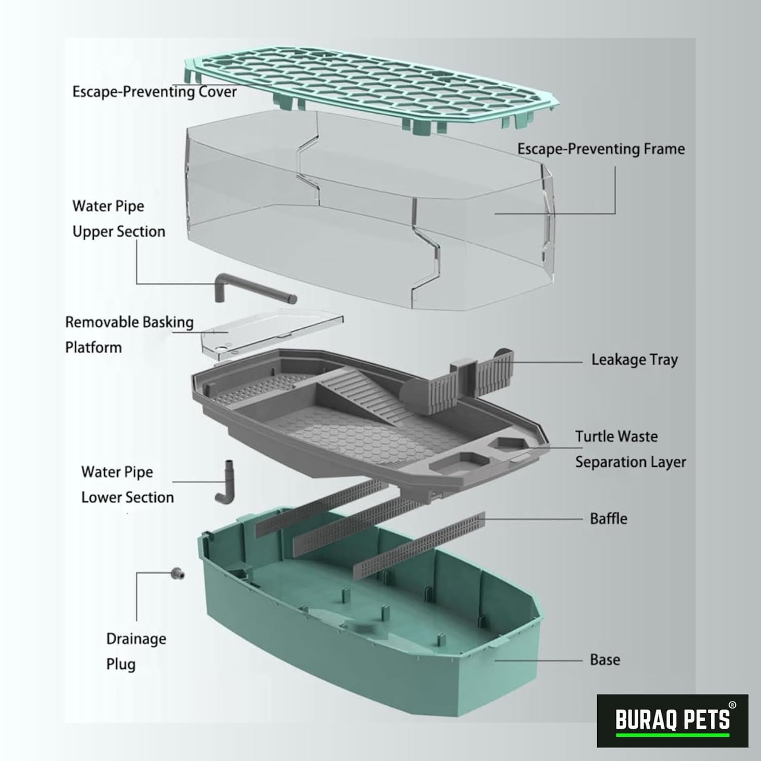 Turtle Tank Includes Accessories with Pump & Water Filter - BURAQ PETS